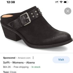 Sofft Abena Black Suede Clogs 8.5 M NWT